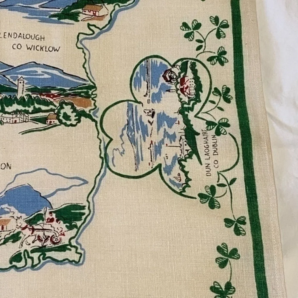 Vintage Emerald Island Pure Irish Linen Towel Wall Hanging